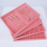 Pink Velvet Jewelry Storage Box Showcase Organizer