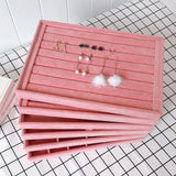 Pink Velvet Jewelry Storage Box Showcase Organizer