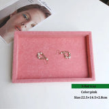 Pink Velvet Jewelry Storage Box Showcase Organizer
