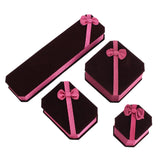 Pink Velvet Jewelry Box with Ribbon for Gift Packing