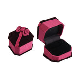 Pink Velvet Jewelry Box with Ribbon for Gift Packing