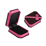 Pink Velvet Jewelry Box with Ribbon for Gift Packing