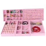 Pink Velvet Jewelry Storage Tray Ring Bracelet Holder Organizer