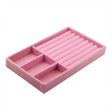 Pink Velvet Jewelry Storage Tray Ring Bracelet Holder Organizer