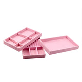 Pink Velvet Jewelry Storage Tray Ring Bracelet Holder Organizer