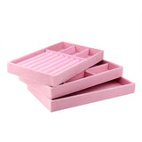 Pink Velvet Jewelry Storage Tray Ring Bracelet Holder Organizer