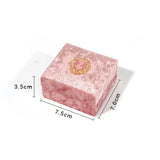 Vintage Pink Velvet Ring Box Square Shape Wedding Ring Storage Case