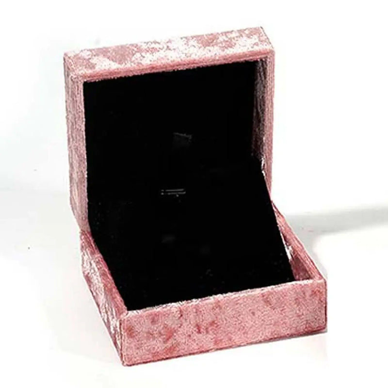 Vintage Pink Velvet Ring Box Square Shape Wedding Ring Storage Case