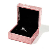 Vintage Pink Velvet Ring Box Square Shape Wedding Ring Storage Case