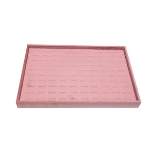 Pink Velvet Ring Tray Jewelry Organizer Necklace Earrings Pendant Storage Rack