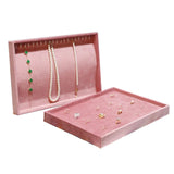Pink Velvet Ring Tray Jewelry Organizer Necklace Earrings Pendant Storage Rack