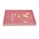 Pink Velvet Ring Tray Jewelry Organizer Necklace Earrings Pendant Storage Rack