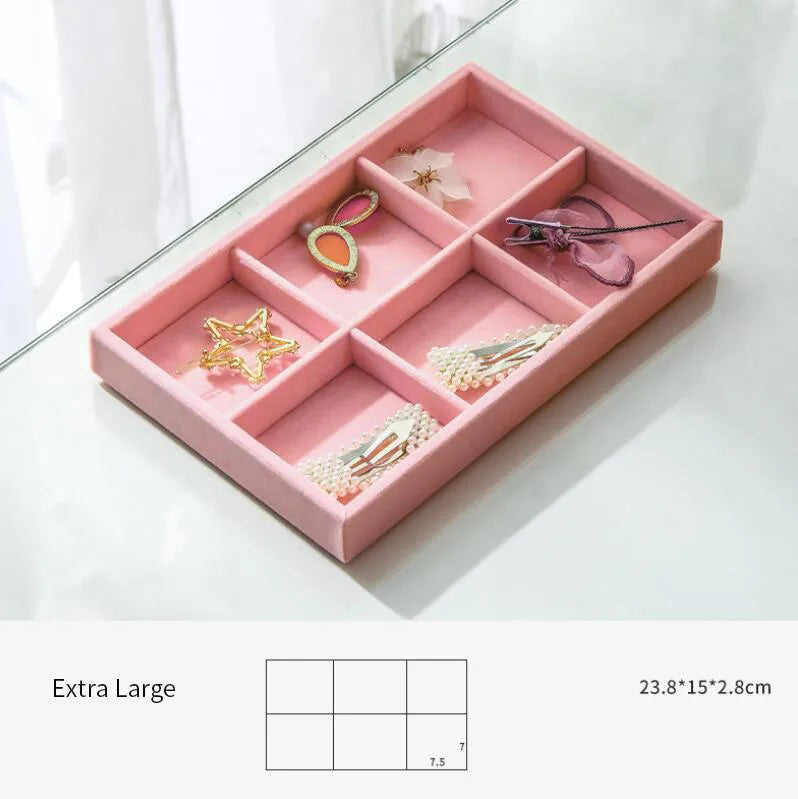 Pink Velvet Stackable Jewelry Display Tray Case for Jewellery