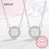 Zircon Clover Necklace Love Heart Pendant Choker Chain 925 Sterling Silver