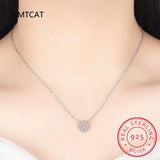 Zircon Clover Necklace Love Heart Pendant Choker Chain 925 Sterling Silver