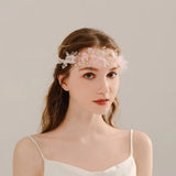 Pink Yarn Flower Headbands for Women Girls Bride Wedding Hair Accessories