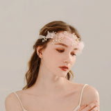 Pink Yarn Flower Headbands for Women Girls Bride Wedding Hair Accessories