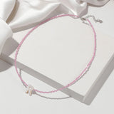 Pink Zircon 26 Initial Letter Shell Necklace Women Mother Of Pearl Charm