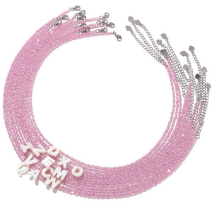 Pink Zircon 26 Initial Letter Shell Necklace Women Mother Of Pearl Charm