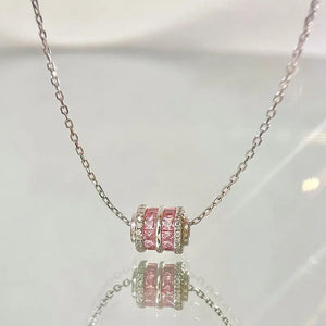 Pink Zircon Man Waist Pendant Necklace 925 Sterling Silver INS Jewelry
