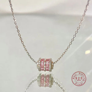 Pink Zircon Man Waist Pendant Necklace 925 Sterling Silver INS Jewelry