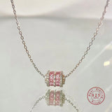 Pink Zircon Man Waist Pendant Necklace 925 Sterling Silver INS Jewelry
