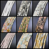 Pink Yellow Stone Spacer Tube Cylinder Jasper Beads 4x13mm