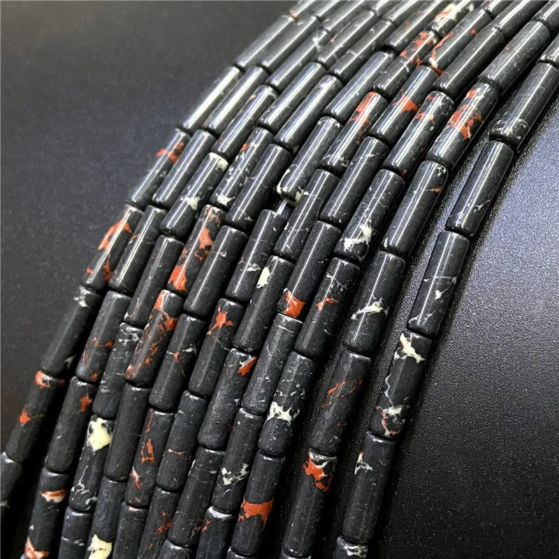 Pink Yellow Stone Spacer Tube Cylinder Jasper Beads 4x13mm