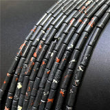 Pink Yellow Stone Spacer Tube Cylinder Jasper Beads 4x13mm