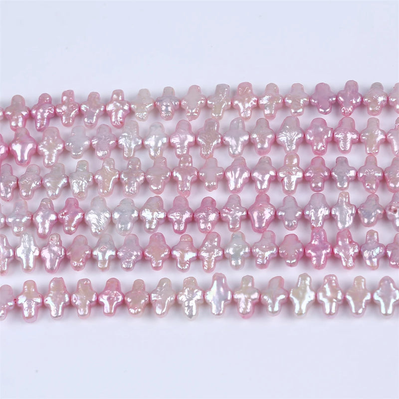 Pink 10*14mm Cross Freshwater Pearl Strand