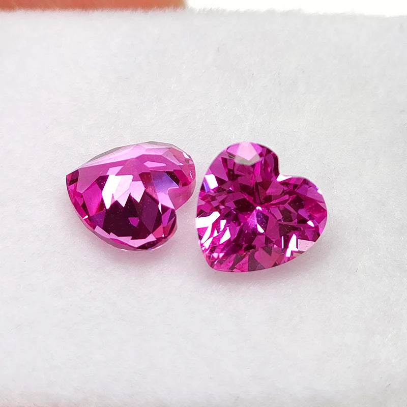Heart Shape Diamond Cut Artificial Ruby Sapphire Corundum Loose Gem Stone