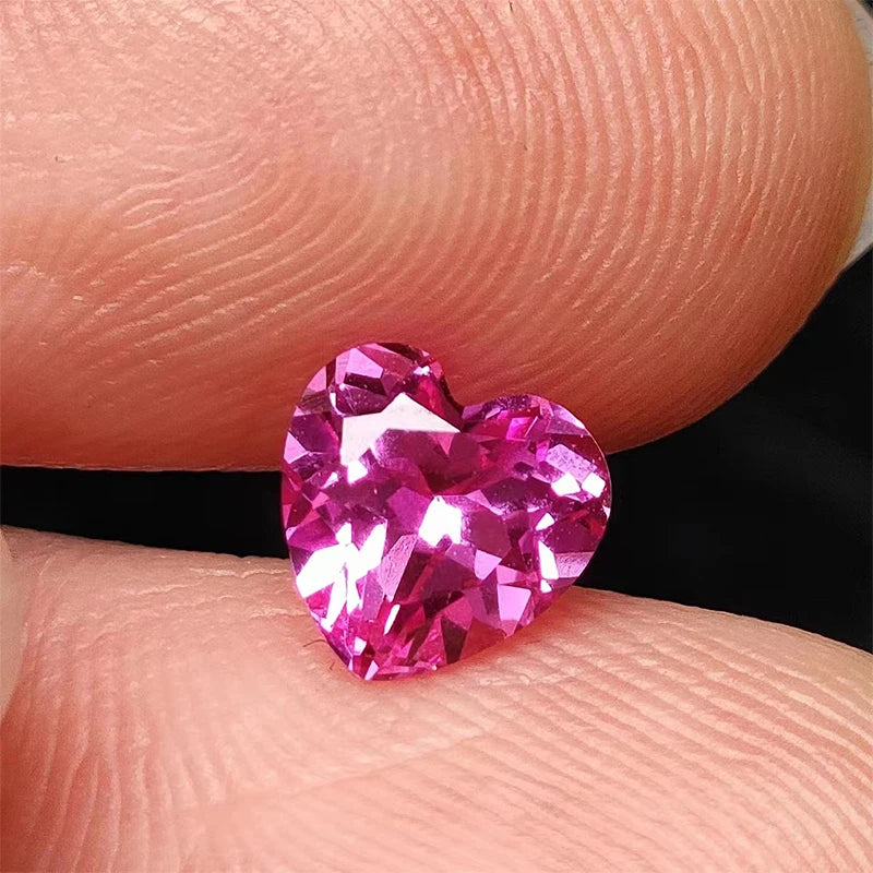 Heart Shape Diamond Cut Artificial Ruby Sapphire Corundum Loose Gem Stone