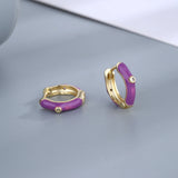 Pink Zircon Small Hoop Earrings 925 Sterling Silver Circle Earring