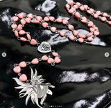 Y2K Heart Flower Pendant Necklace Sweater Chain Jewelry