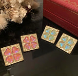 Pink Love Earrings Retro Matte Frosted Antique S925 Green Stud Earrings