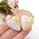 Pink Opal Yellow Opal Intarsia Heart Earrings