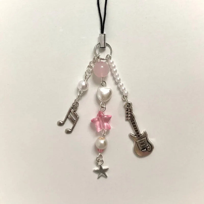 Pink star phone charm minimalist keychain y2k key chain