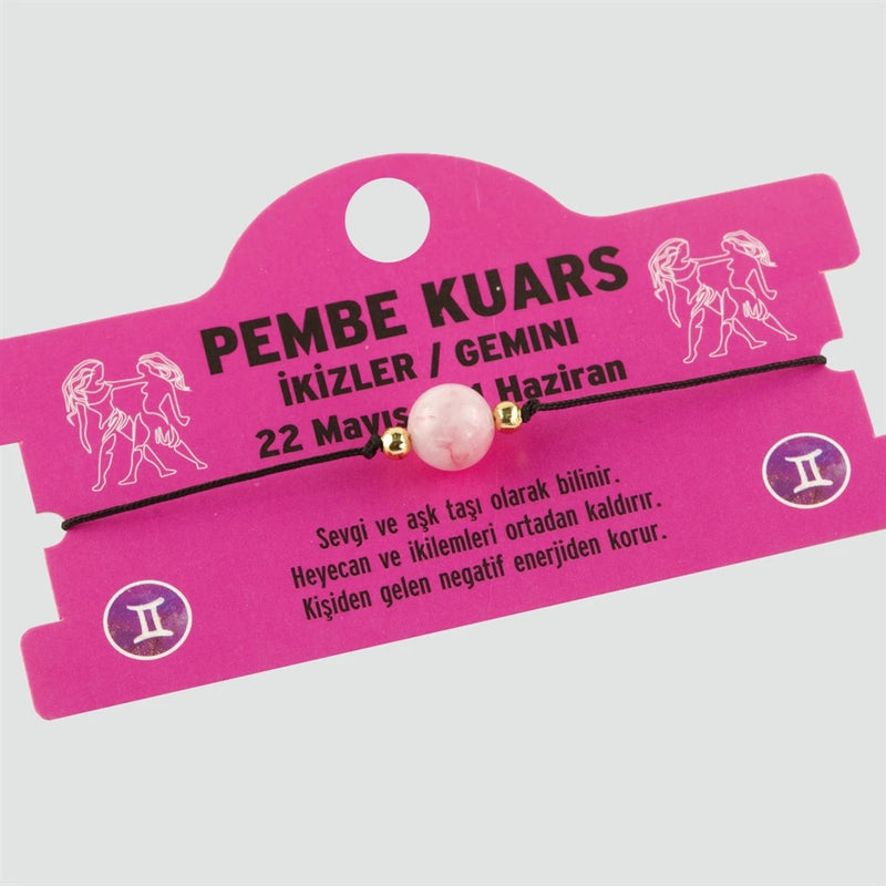 Pink Quartz Gemini Horoscope Bracelet