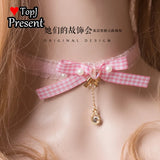 Pink Pearl Bow Choker Necklace