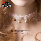 Pink Pearl Bow Choker Necklace