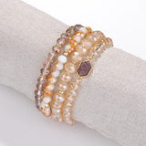 Pink Oval Druzy Drusy Charms Glass Crystal Beads Bracelet Set