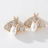 Vintage Bee Drop Earrings Classic Pearl Insect Dangle Earring for Women