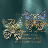Gradient Glass Butterfly Brooch Alloy Dragonfly Bee Brooch for Women PD795