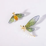Gradient Glass Butterfly Brooch Alloy Dragonfly Bee Brooch for Women PD795