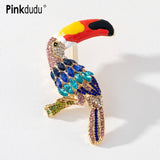 Enamel Parrot Brooch - Animal Pin for Women
