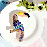Enamel Parrot Brooch - Animal Pin for Women