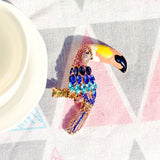 Enamel Parrot Brooch - Animal Pin for Women