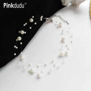 Pearl Multilayer Choker Necklace Personalized Transparent Line Clavicle Chain