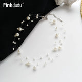 Pearl Multilayer Choker Necklace Personalized Transparent Line Clavicle Chain