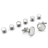 8pcs Round Plated Cufflinks for Men Business Shirts Wedding Jewelry